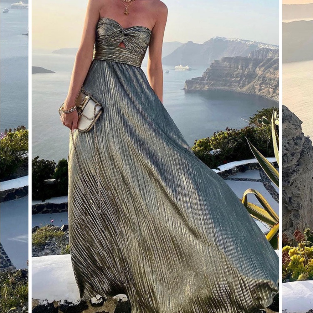 HOLYPRETTY- CHAMPAGNE COLORED (first picture) shimmer please off shoulder dress